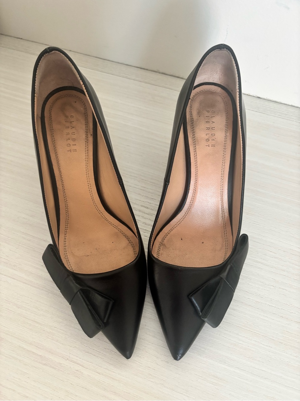 Claudie Pierlot Paris Pointed Toe Black Bow Pumps - Size 7.5